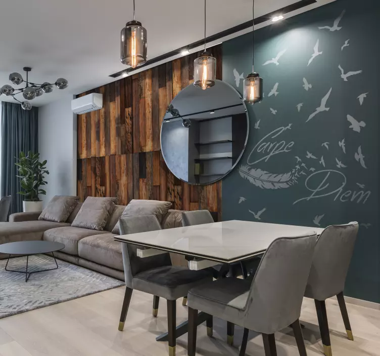 Wandtattoo Wohnzimmer modern Carpe Diem Feder - TenStickers