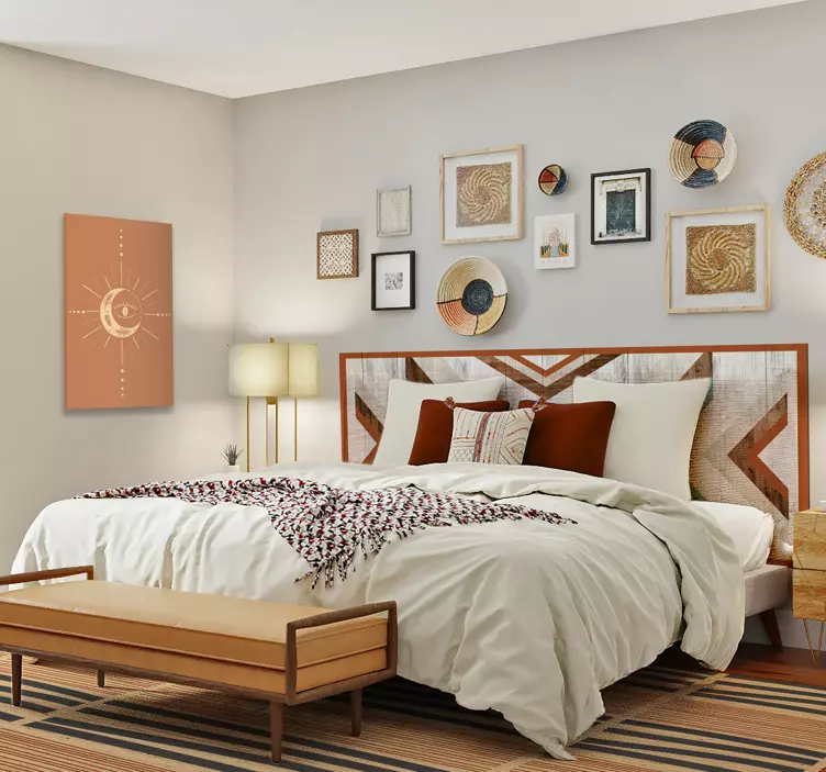 Wandtattoo Bett geometrisch gemustertes design - TenStickers