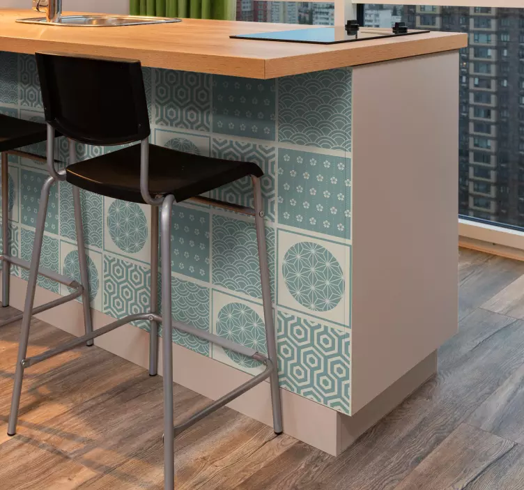 Fliesenaufkleber grünes japandi - TenStickers