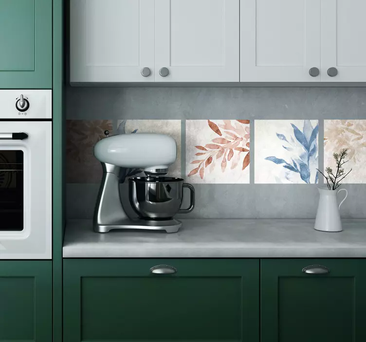 Fliesen Aufkleber florales Aquarellmuster - TenStickers