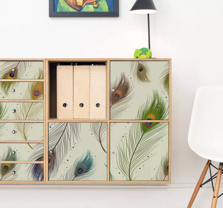 Klebefolie Möbel Pfauenfedern - TenStickers