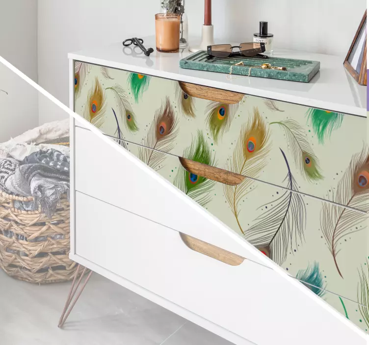 Klebefolie Möbel Pfauenfedern - TenStickers