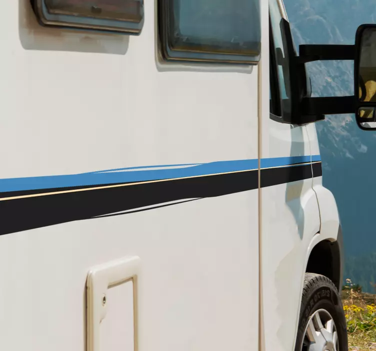 Wohnmobil Aufkleber Linie Blaue Schwarze Streifen - TenStickers