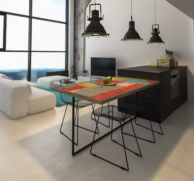 Möbelaufkleber Geometrie mit Holz - TenStickers