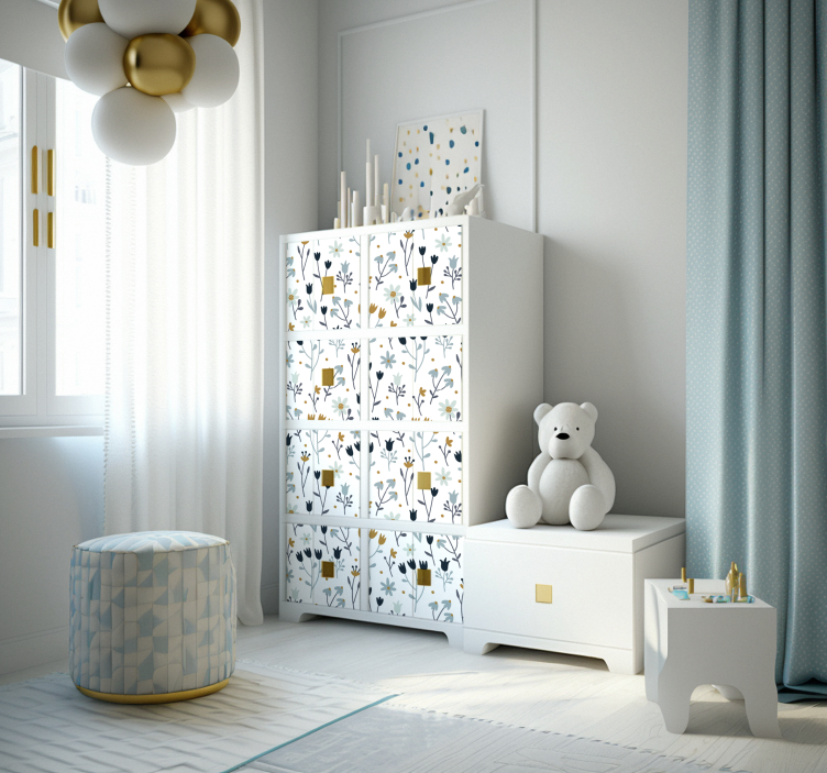 Möbelfolie minimale Blumen - TenStickers