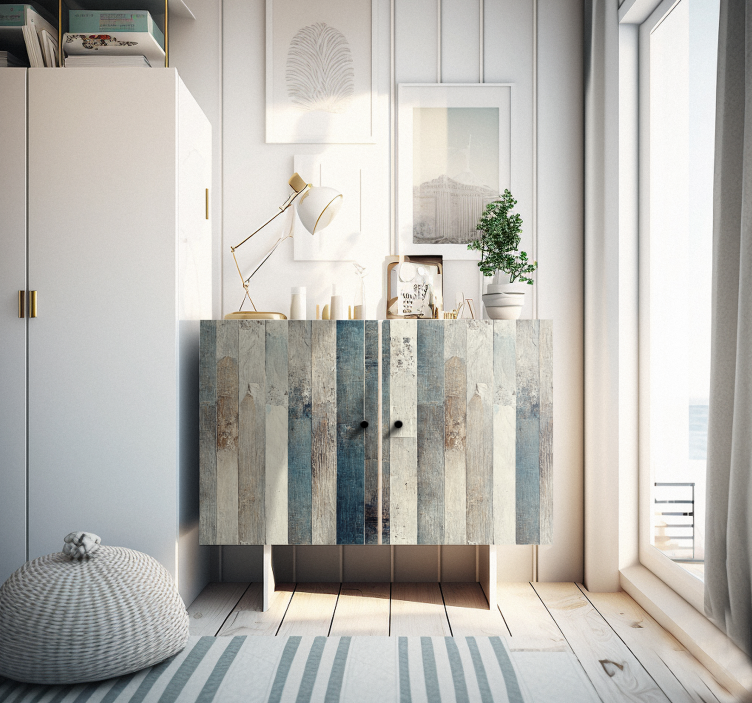 Möbelfolie alte Holztöne in Blau - TenStickers