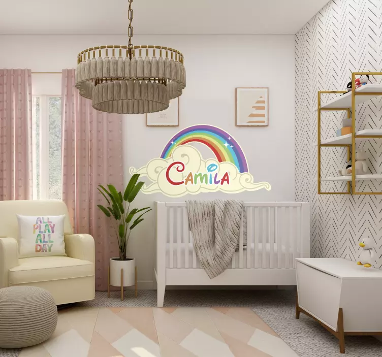 Wandtattoo Kinderzimmer Regenbogen mit Namen - TenStickers