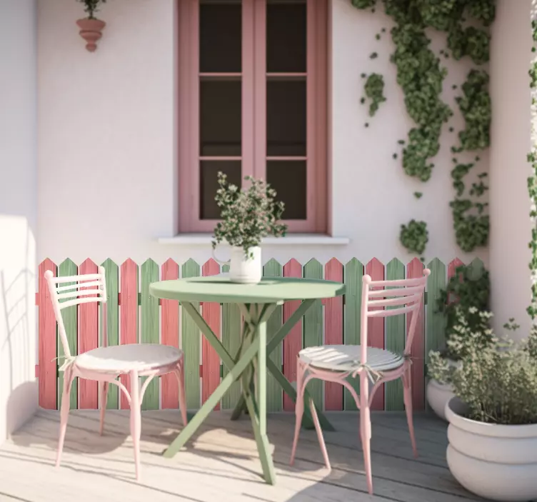 Wandaufkleber pastellfarbener Holzzaun - TenStickers