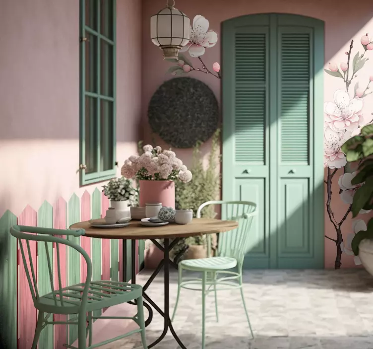 Wandaufkleber pastellfarbener Holzzaun - TenStickers