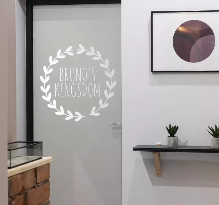 Türaufkleber Lorbeerkranz mit Namen - TenStickers