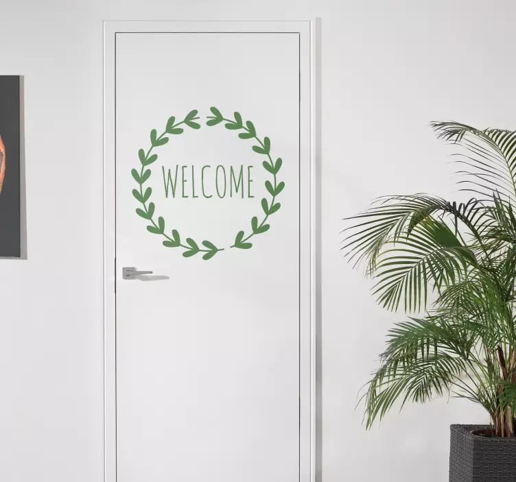 Türaufkleber Lorbeerkranz mit Namen - TenStickers