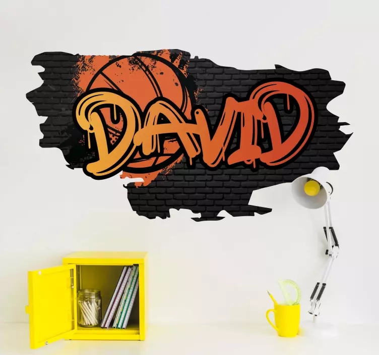 Wandtattoo Jugendzimmer Basketball Graffiti mit Namen - TenStickers