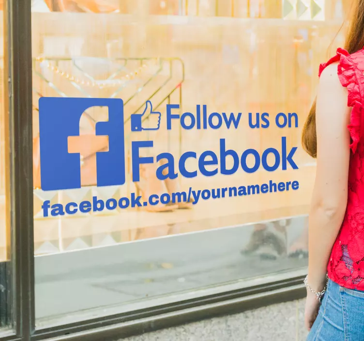 Follow us on Facebook Schaufensteraufkleber - TenStickers