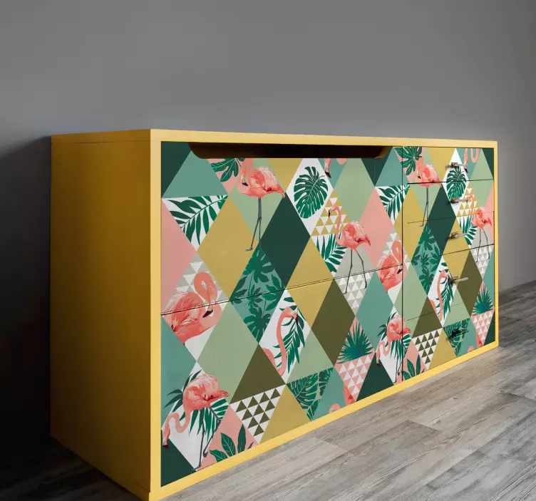 Tropischer Dschungel Flamingos Möbel Aufkleber - TenStickers