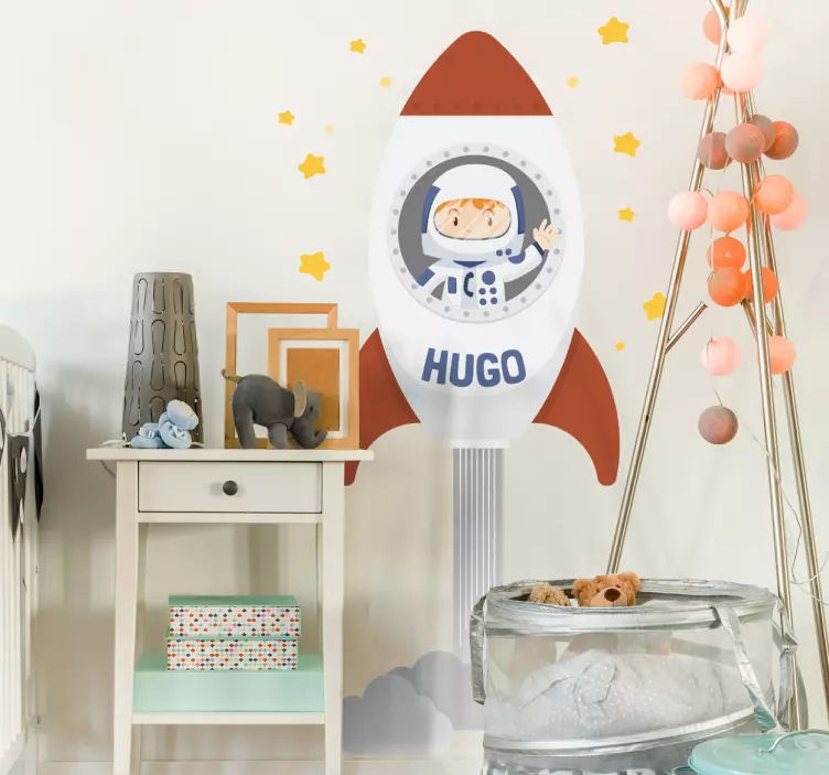 Wandtattoo Kinderzimmer Astronaut mit Namen - TenStickers