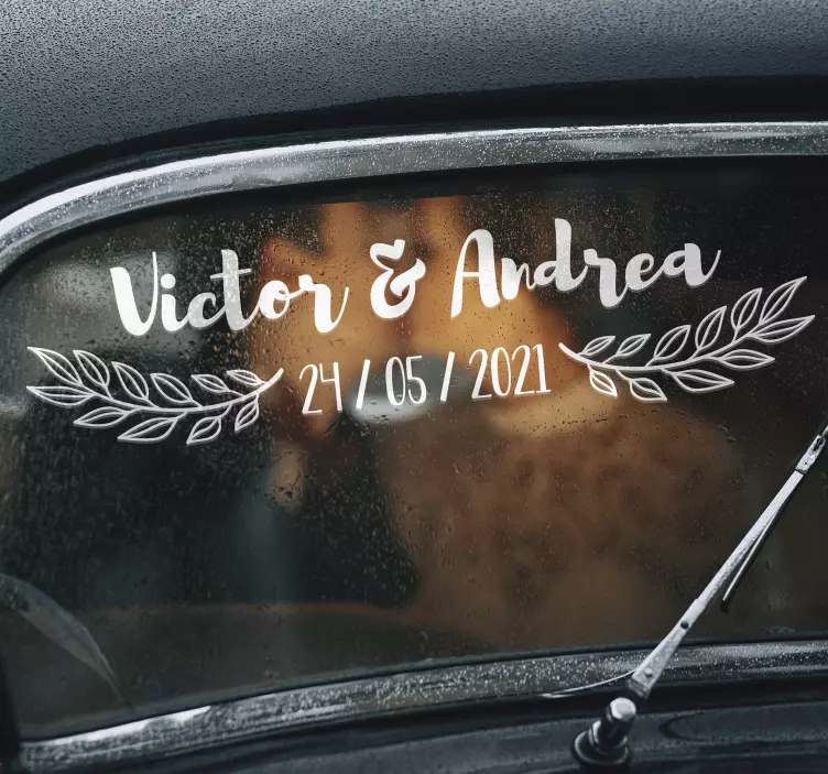 Süßer Autoaufkleber Hochzeit mit Zweigen - TenStickers