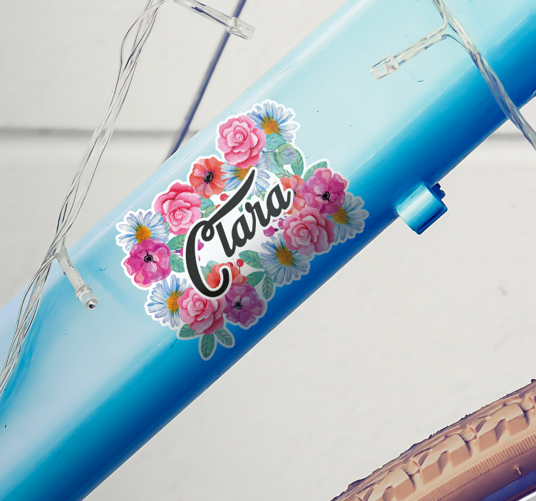 Namensaufkleber Fahrrad Blumen - TenStickers