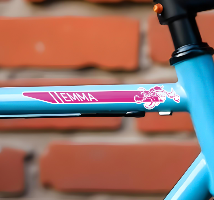 Namensaufkleber Fahrrad rosa elegant - TenStickers