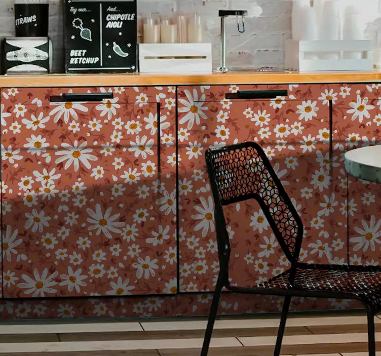 70er Jahre Gänseblümchenmuster Möbelaufkleber - TenStickers