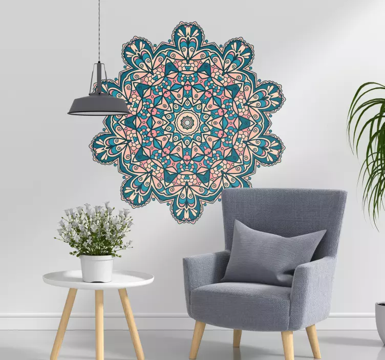 Bunte Vintage Mandala Zeichnung Wandaufkleber - TenStickers