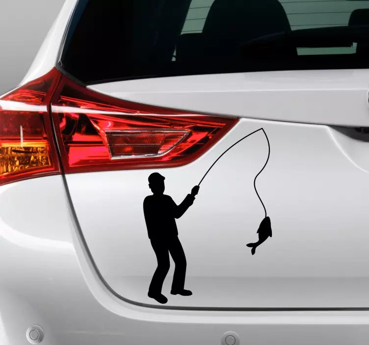 Angler mit Fisch Autoaufkleber - TenStickers