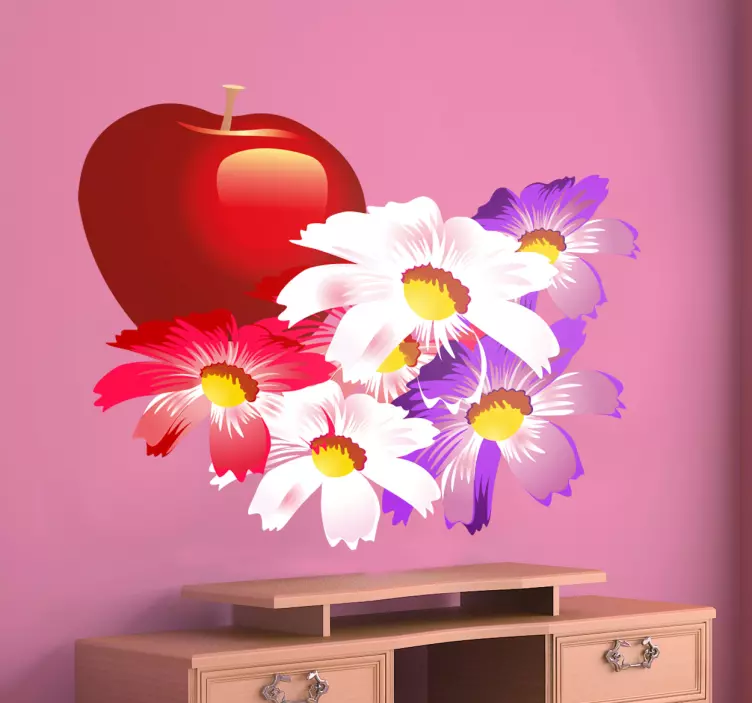 Apfel und Blumen Aufkleber - TenStickers