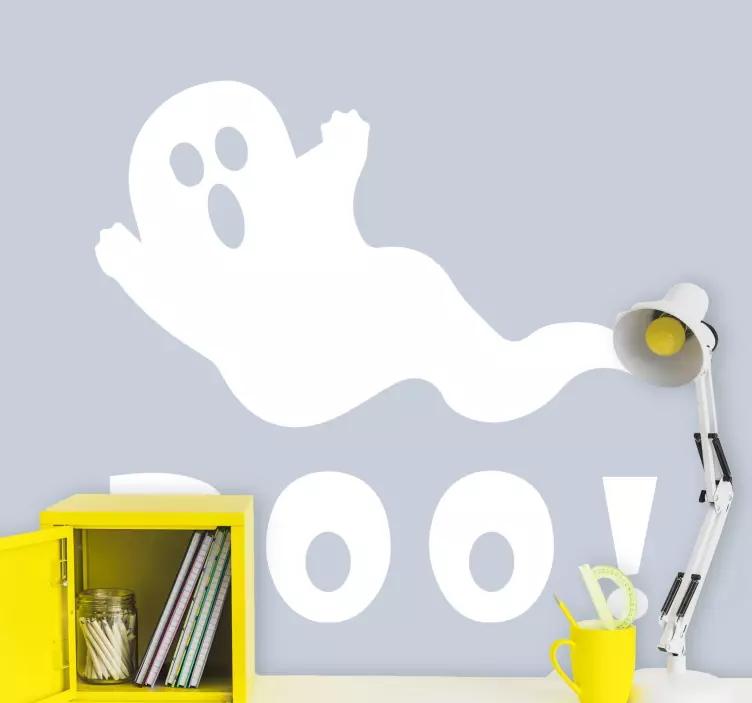 Wandtattoo Halloween Boo Text mit einem geist - TenStickers