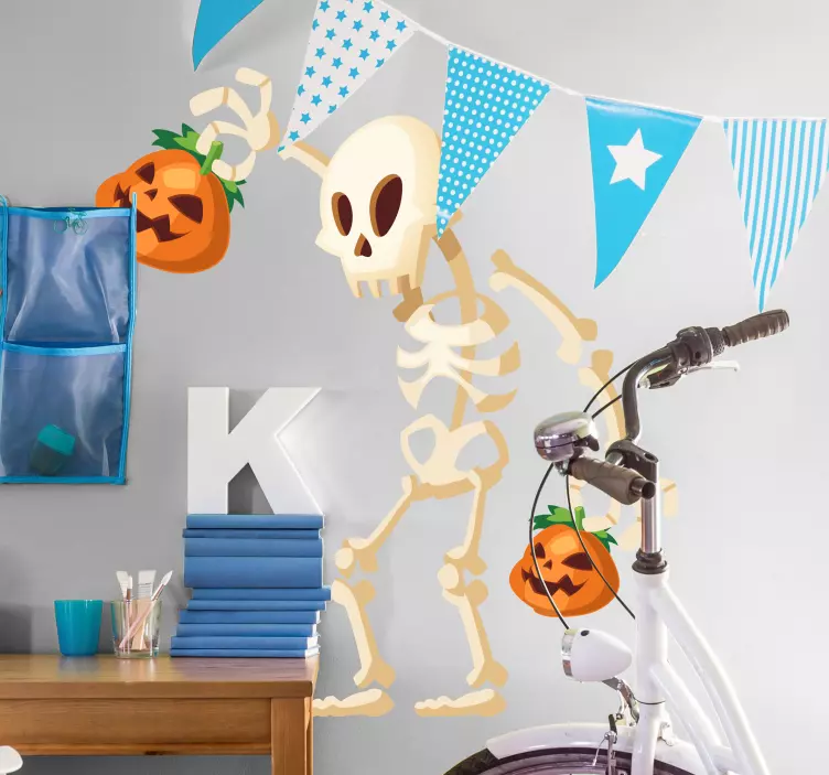 Aufkleber Halloween skelett mit kürbissen - TenStickers