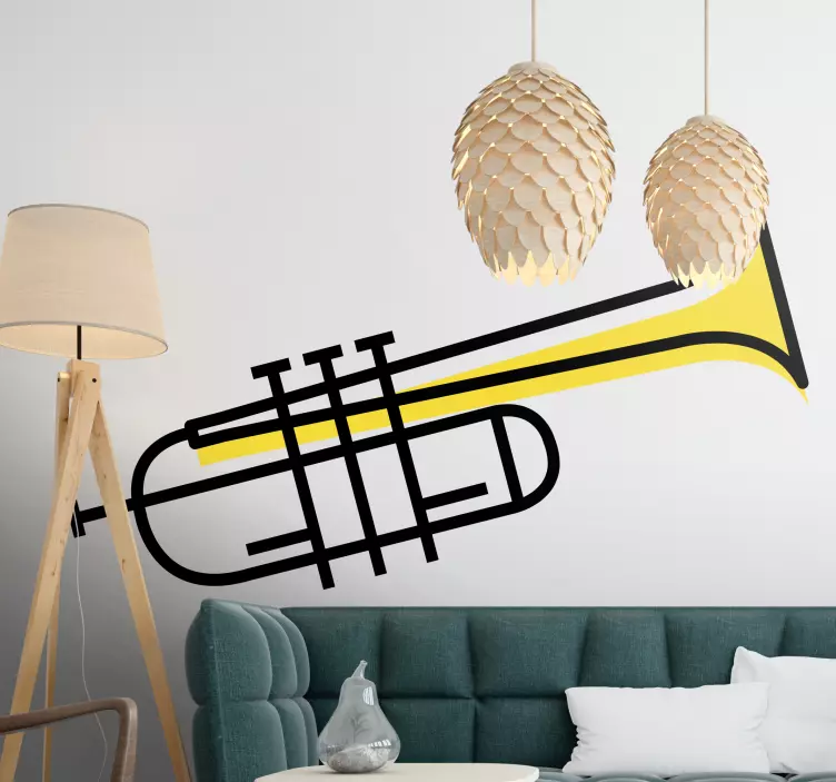 Wandtattoo Klassische Musik Trompete lineart süßes Design - TenStickers