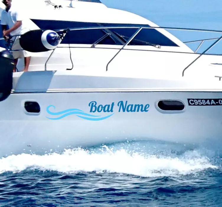Aufkleber Marine Bootsname Welle - TenStickers