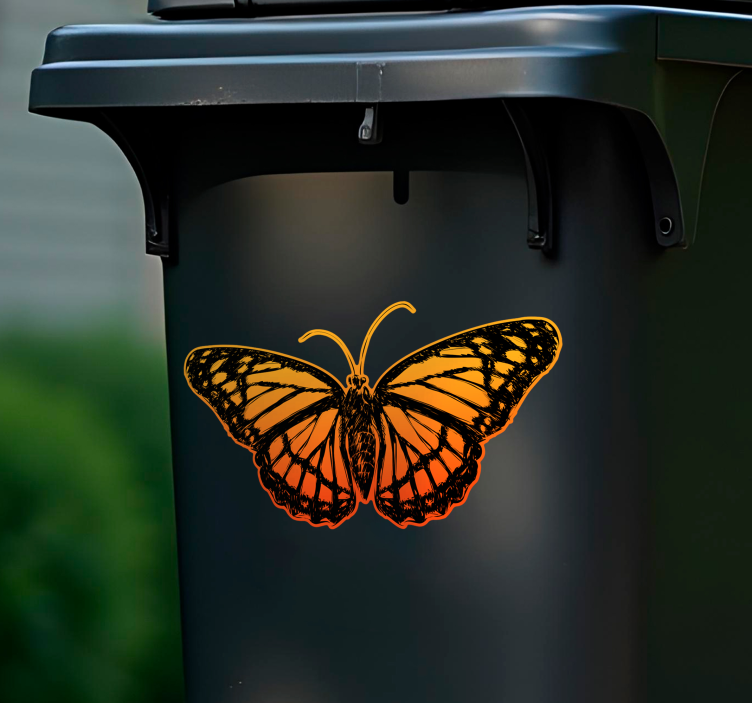 Aufkleber Mülltonne orange schmetterling jahrgang - TenStickers