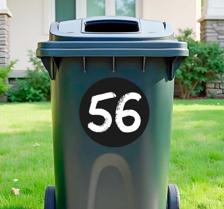 Mülltonnen Aufkleber Schwarze handgemalte zahlen - TenStickers