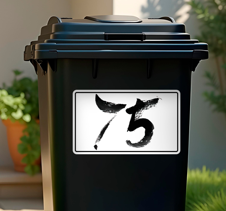 Mülltonnen Aufkleber Schwarze zahl im kreidestil - TenStickers