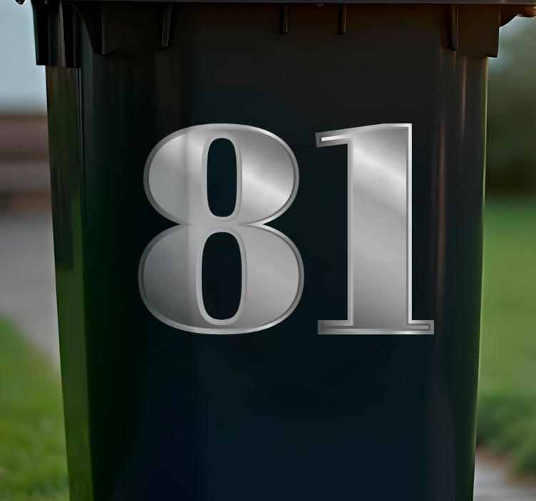 Mülltonnen Aufkleber Zahlen im silbernen stil - TenStickers