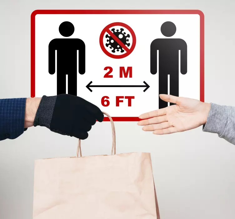 Klebeschild Sicherheitsabstand - TenStickers