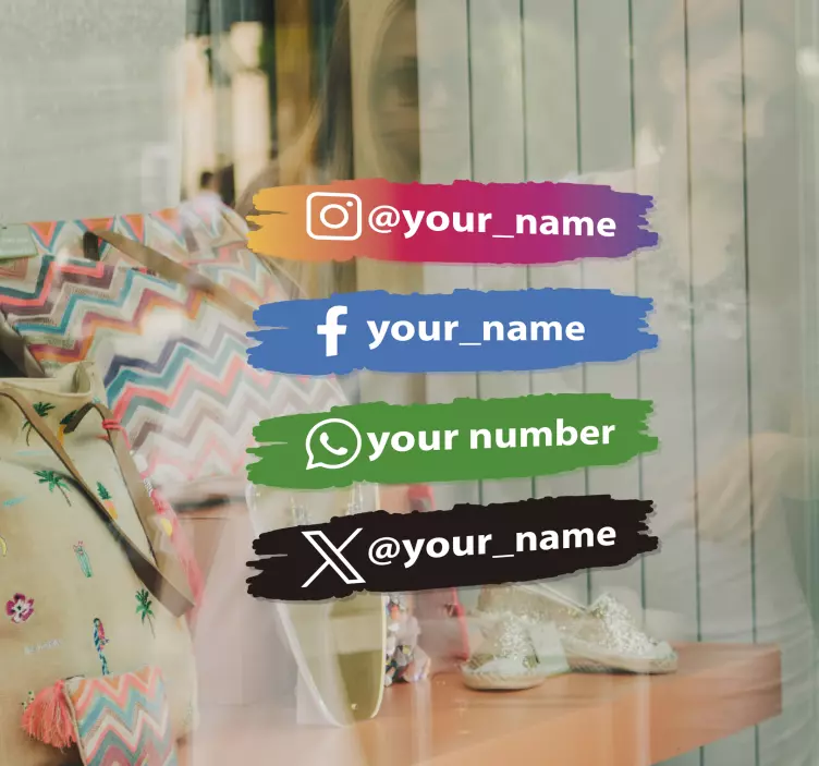 Schaufensteraufkleber Social media icons personalisiert - TenStickers