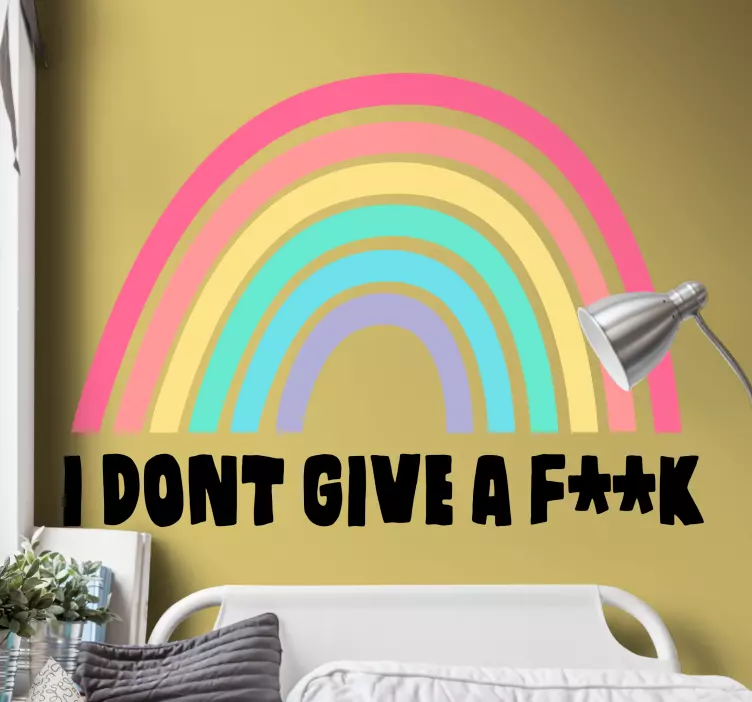 Wandtattoo Text Ich gebe kein af**k mit regenbogen - TenStickers