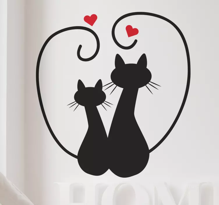 Wandtattoo Schlafzimmer Valentinstag Katzensilhouetten - TenStickers