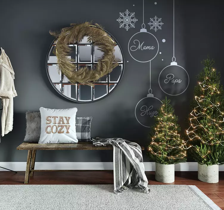 Aufkleber Weihnachtskugeln Personalisiert - TenStickers