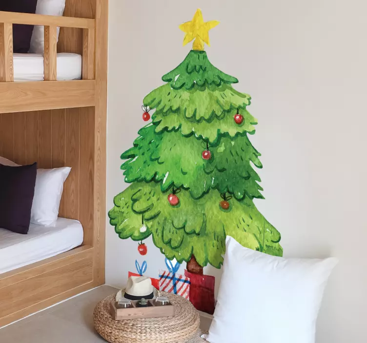 Aufkleber Weihnachtsbaum mit Geschenken - TenStickers