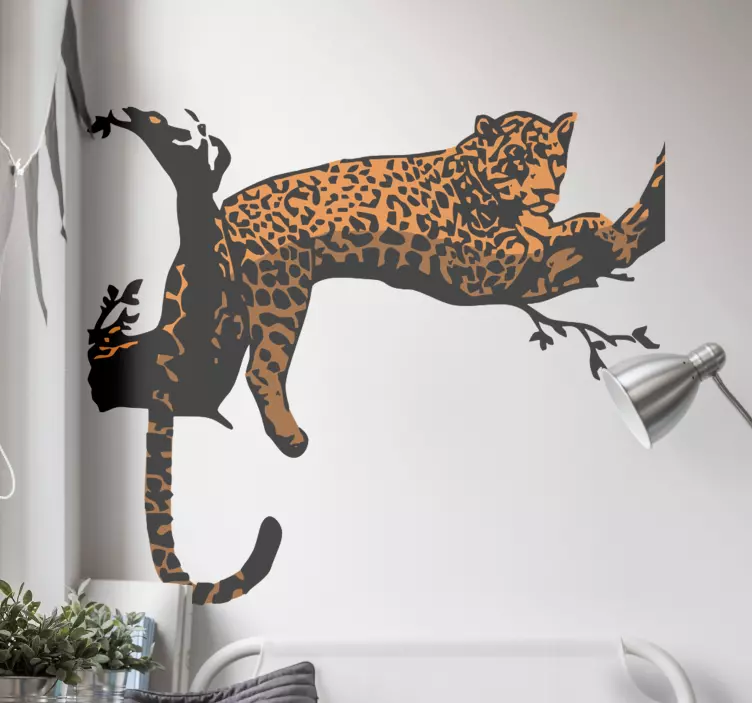 Aufkleber Wilde Tiere leopard auf ast - TenStickers