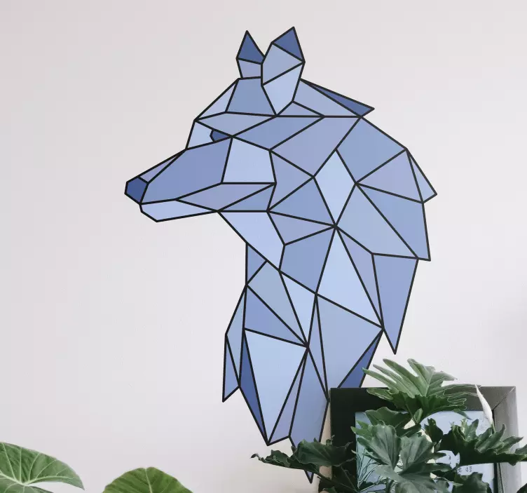 Wandtattoo Wildes Tier Blauer nordischer geometrischer wolf - TenStickers