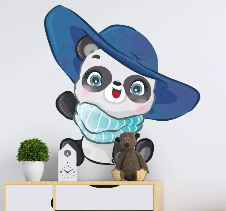 Wandtattoo Wildes Tier Panda mit hut - TenStickers