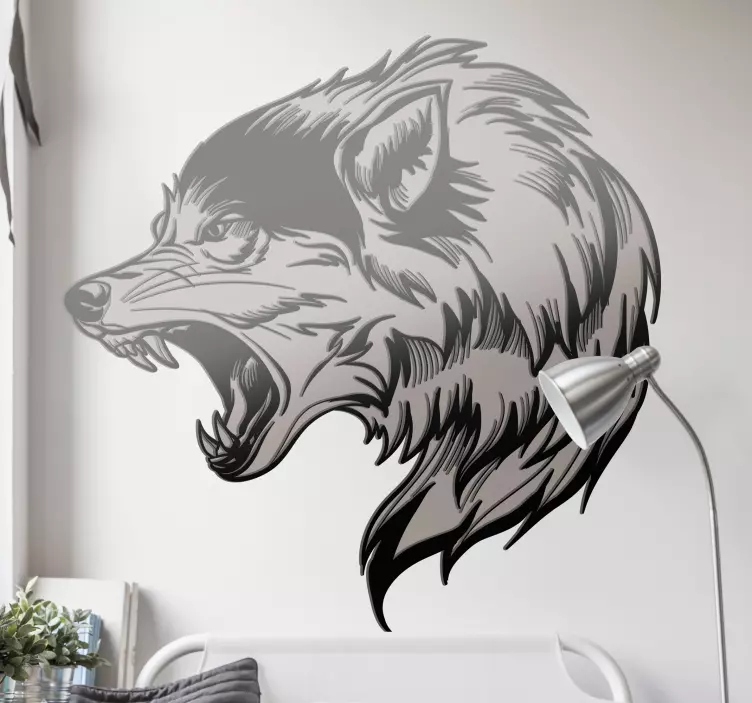 Wandtattoo Wildes Tier Wolfskopf elegante form - TenStickers