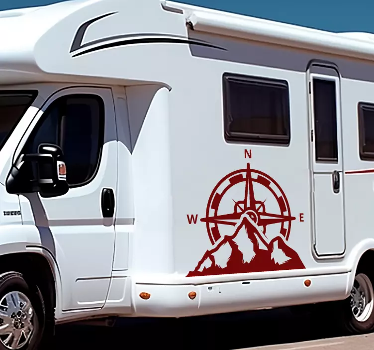 Kompass und Berge Wohnmobil Aufkleber Wandtattoo Berge - TenStickers