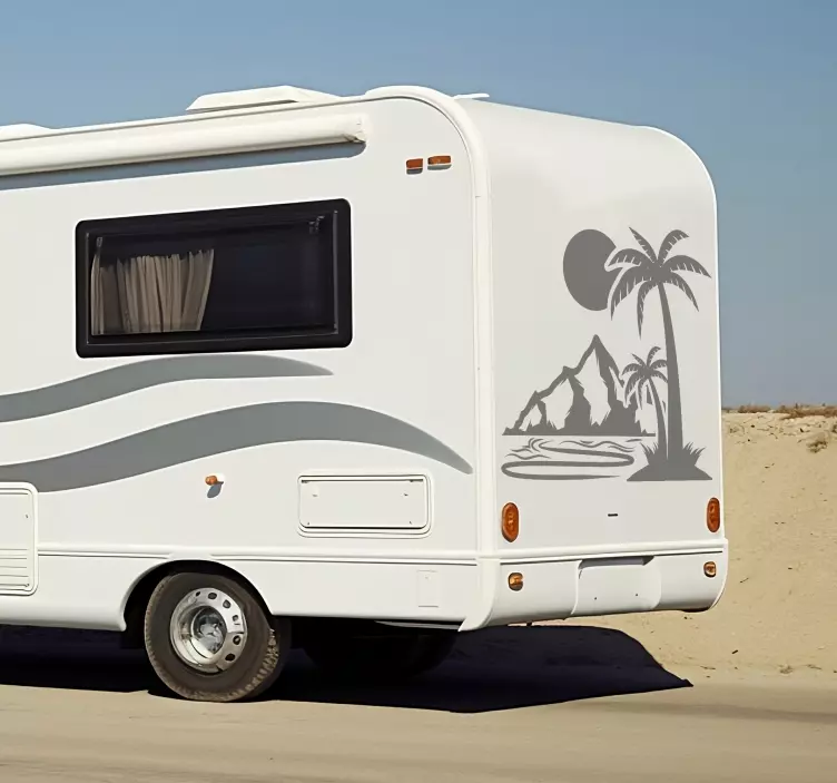 Wohnwagen Aufkleber Palme und Berge Wandtattoo Berge - TenStickers
