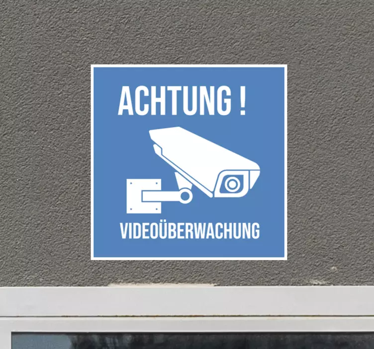 Achtung Videoüberwachung Blau Vinyl Zeichen - TenStickers