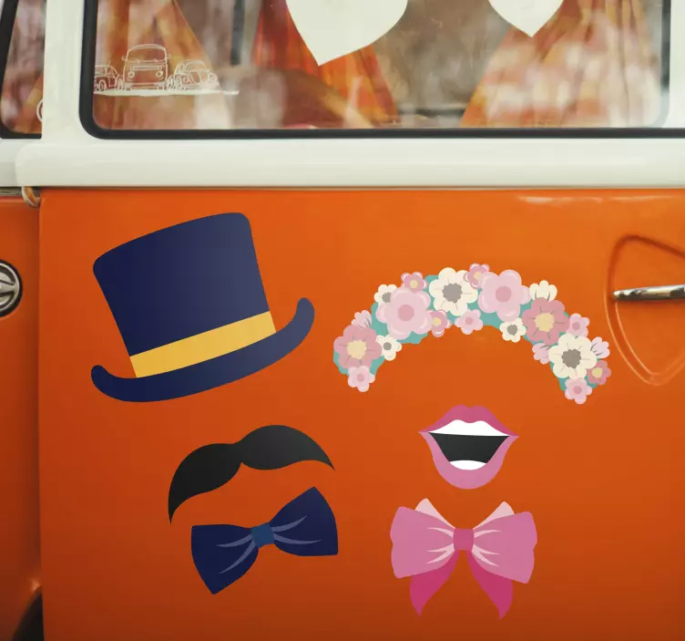Humorvolle Autoaufkleber Hochzeit Masken - TenStickers