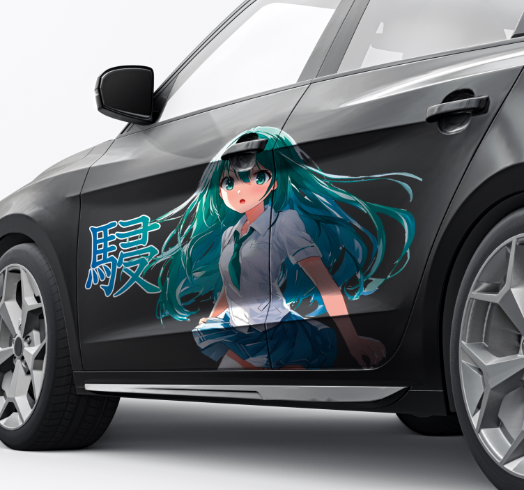 Autoaufkleber manga-mädchen mit grünen haaren - TenStickers
