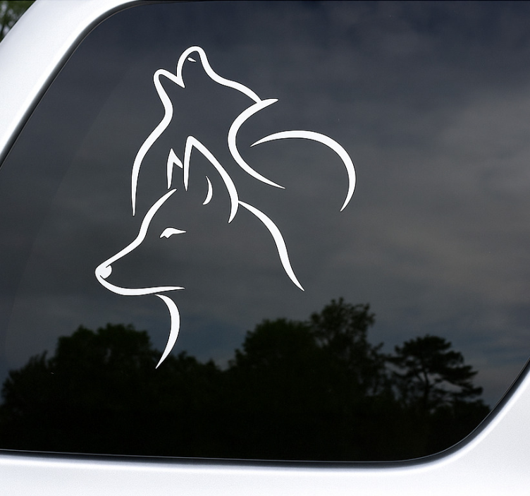 Autoaufkleber mit wolf linienkunst - TenStickers